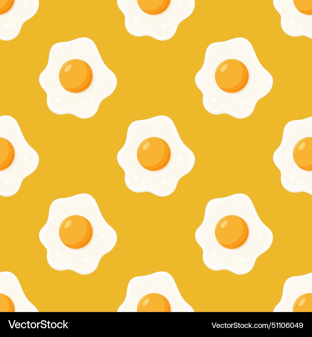 Seamless pattern with flat fried egg Royalty Free Vector