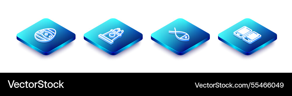 Set isometric line easter egg stage stand Set isometric line easter egg stage stand vector image