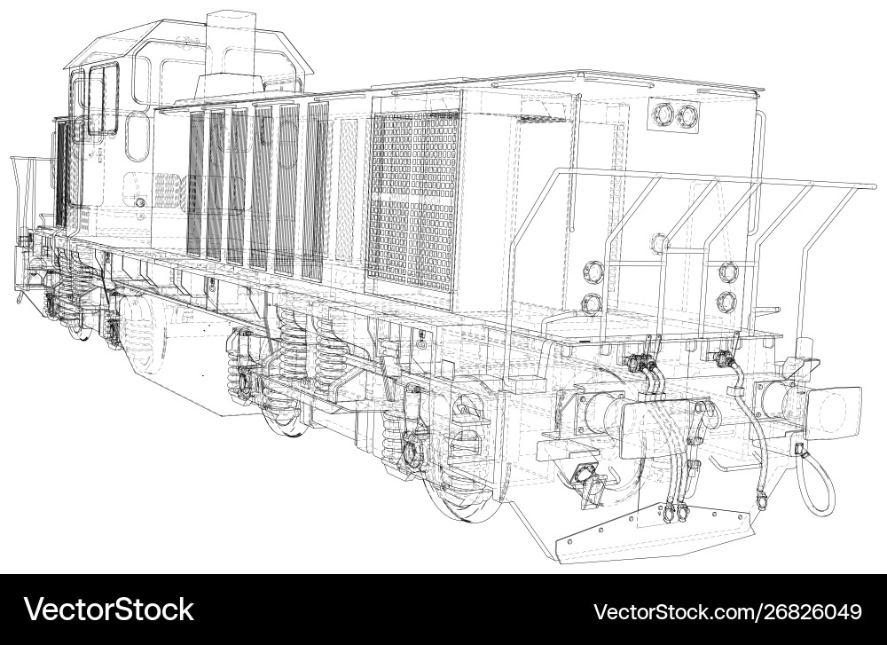 Train technical wire-frame rendering Train technical wire-frame rendering vector image