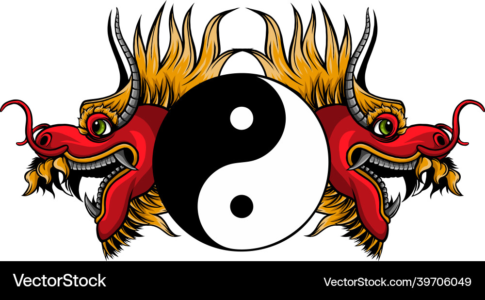 Yin yang und Kopf chinesischer Drache Yin yang und Kopf chinesischer Drache vektorbild