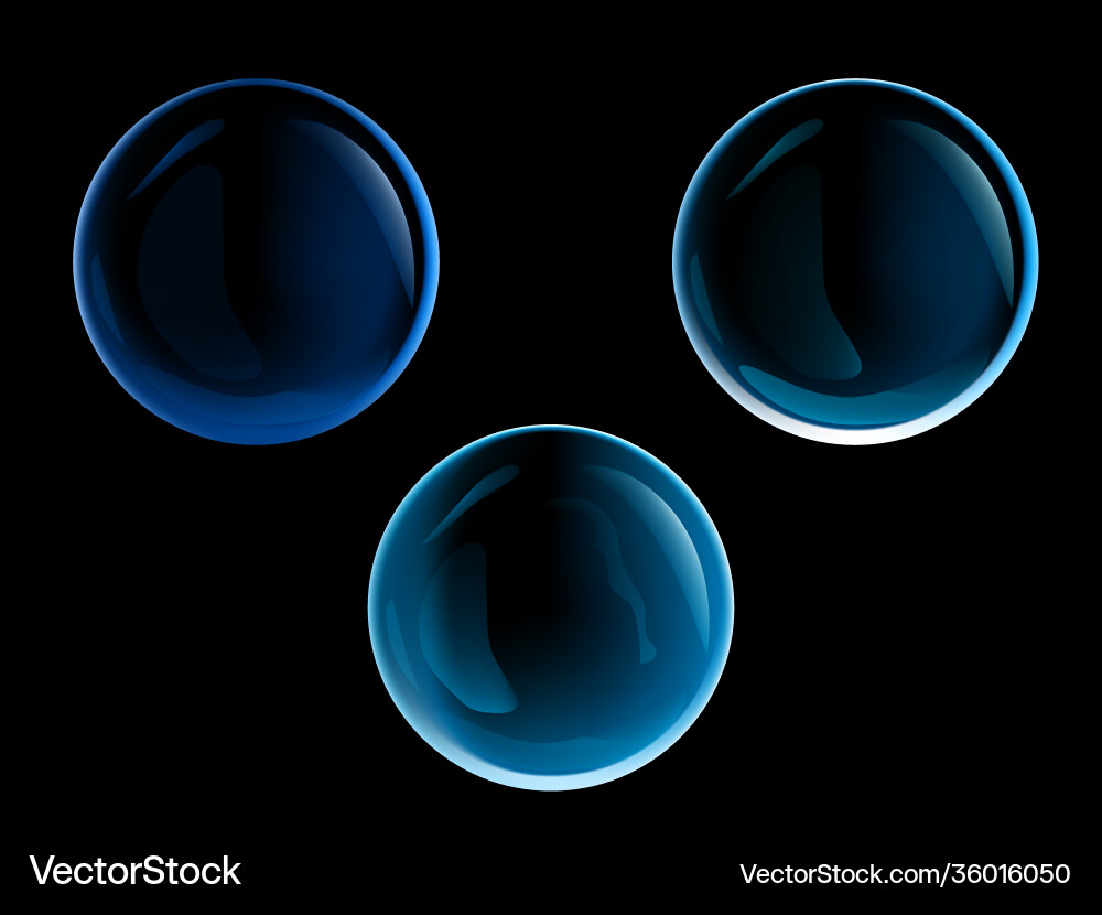 3d transparent blau glänzende Suppenblasenset 3d transparent blau glänzende Suppenblasenset vektorbild
