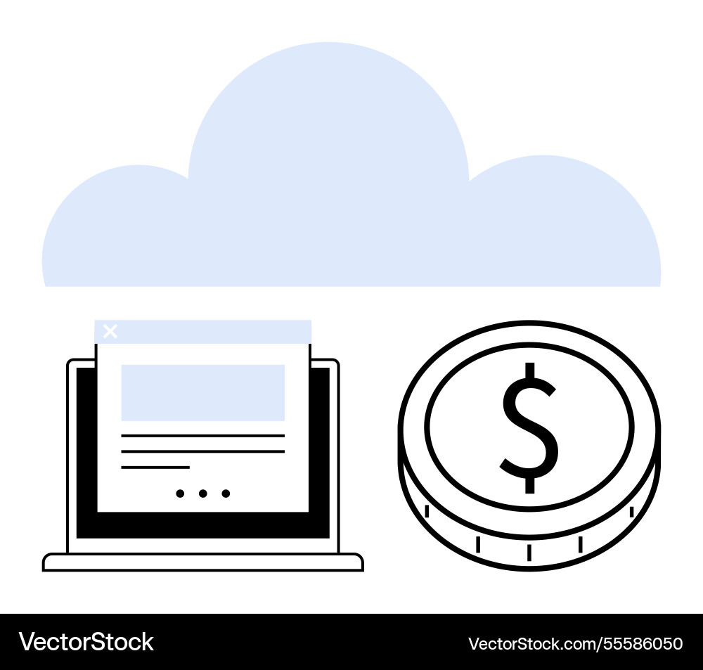 Cloud computing with laptop interface and dollar Vector Image