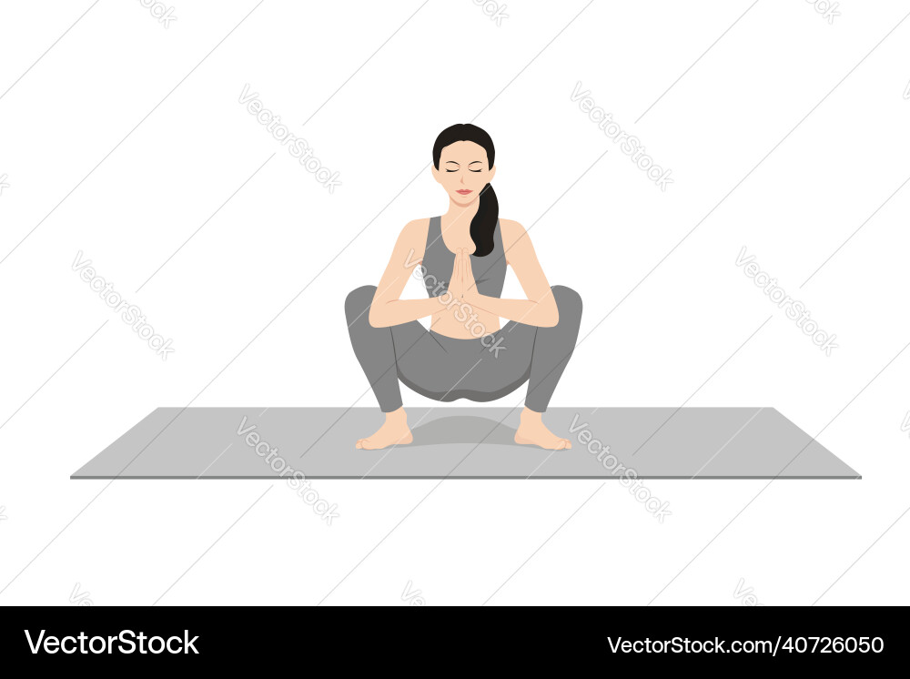 Garland pose malasana upavesasana wide squat Garland pose malasana upavesasana wide squat vector image