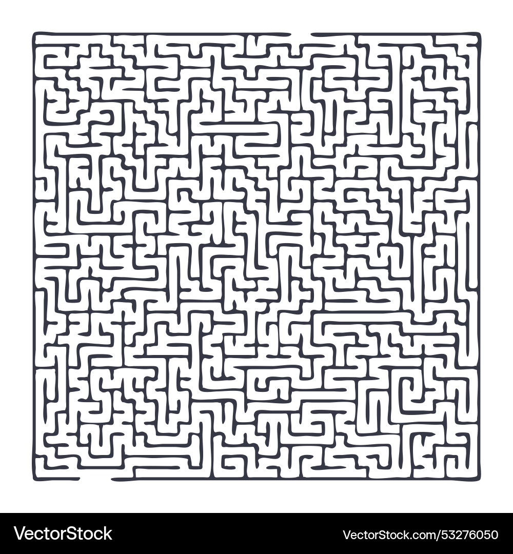 Maze shape design element there is one entrance Maze shape design element there is one entrance vector image
