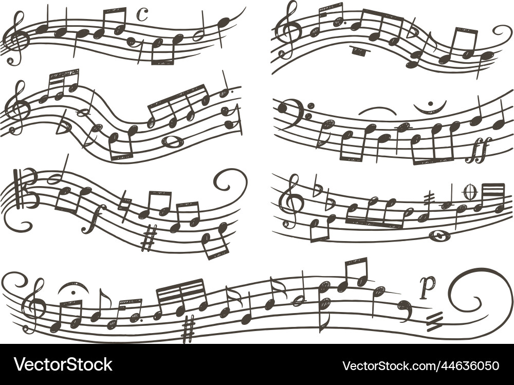 Musical staff with notes isolated tune music Musical staff with notes isolated tune music vector image