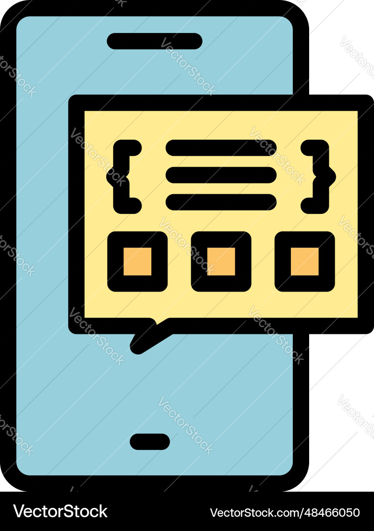 Phone code api icon flat Phone code api icon flat Vector Image