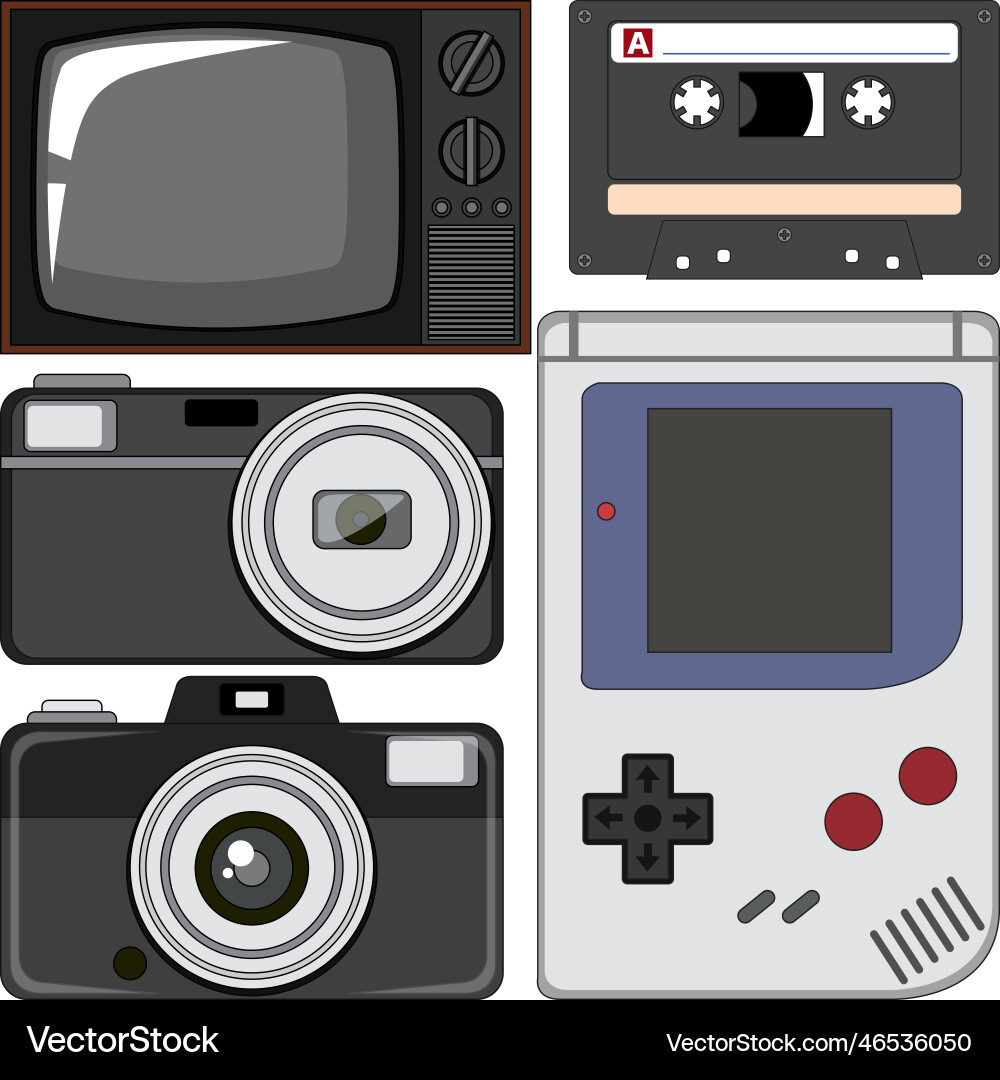 Set of retro object vector image