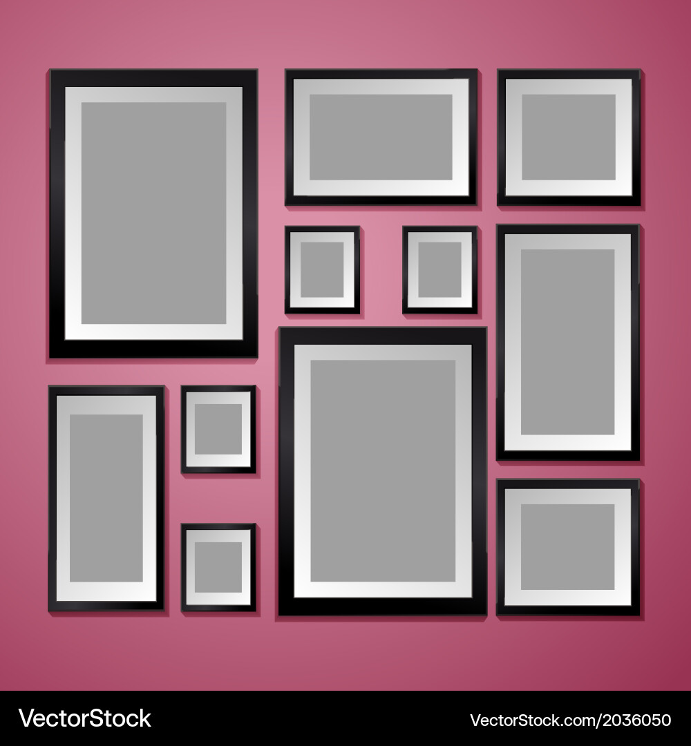 Stylish Wall with Empty Frames Vector Image