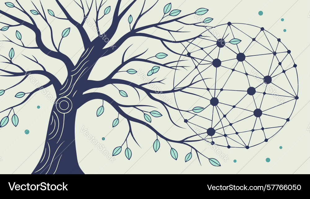 Tree of knowledge with connected network branches vector image