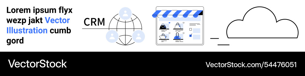 Crm connected to cloud storage system with data Crm connected to cloud storage system with data Vector Image