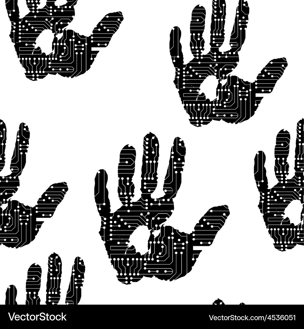 Electronic Handprint Pattern Vector Image