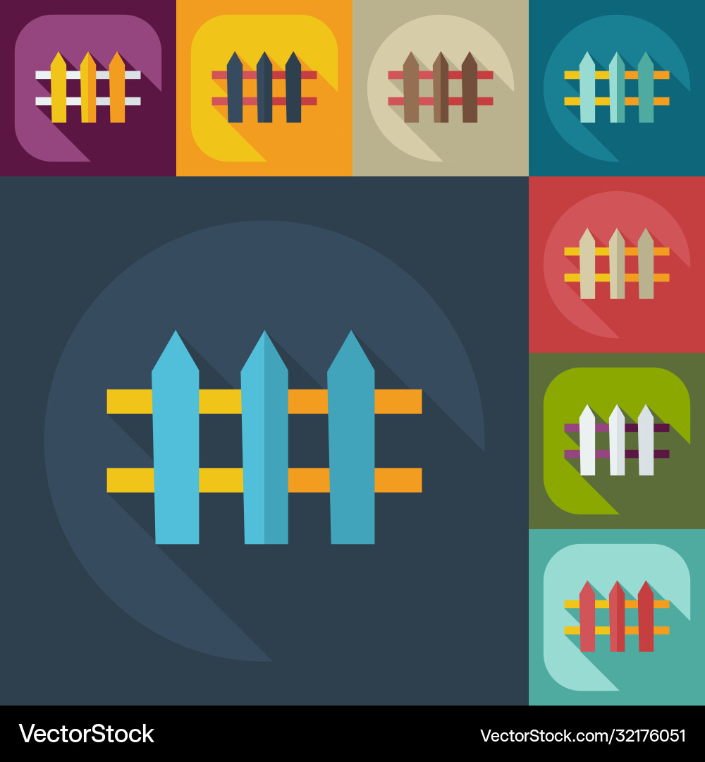 Flat concept set modern design with shadow fence Flat concept set modern design with shadow fence vector image