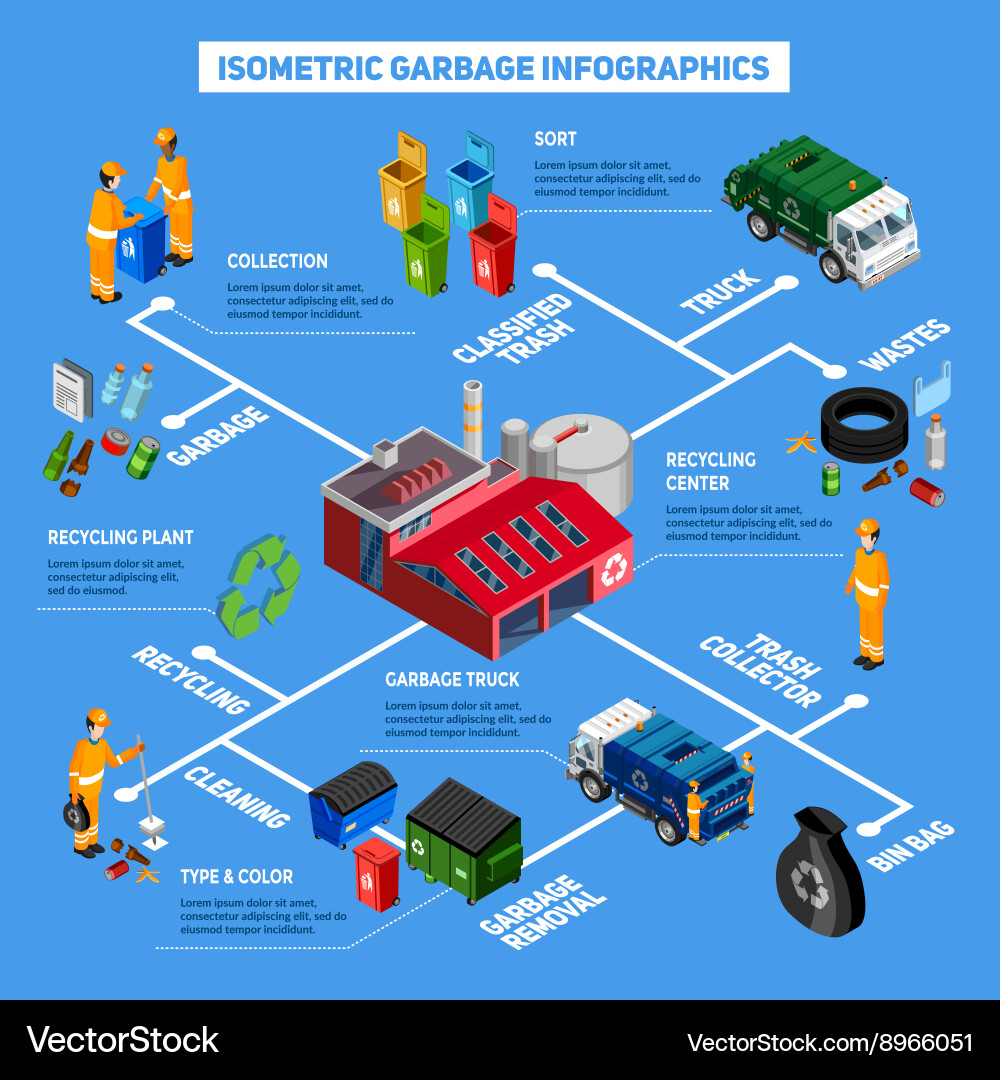 Garbage Sorting & Recycling Infographics Vector Image