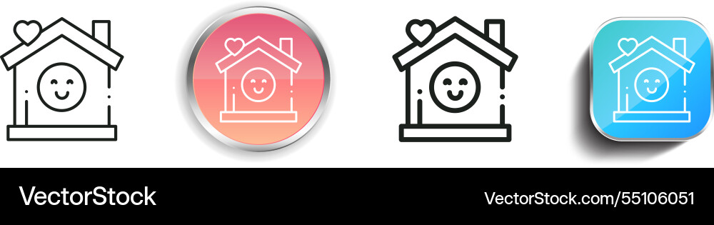 House icon thin linear regular and button style vector image