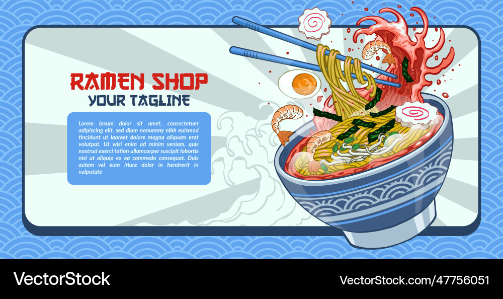 Japanese ramen web banner ad template with empty Japanese ramen web banner ad template with empty vector image