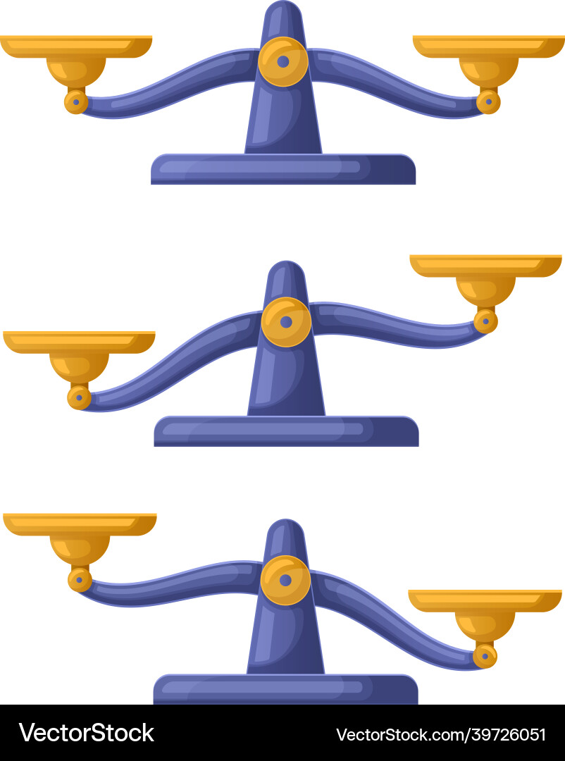 Libra scales imbalanced weights balance justice Libra scales imbalanced weights balance justice vector image