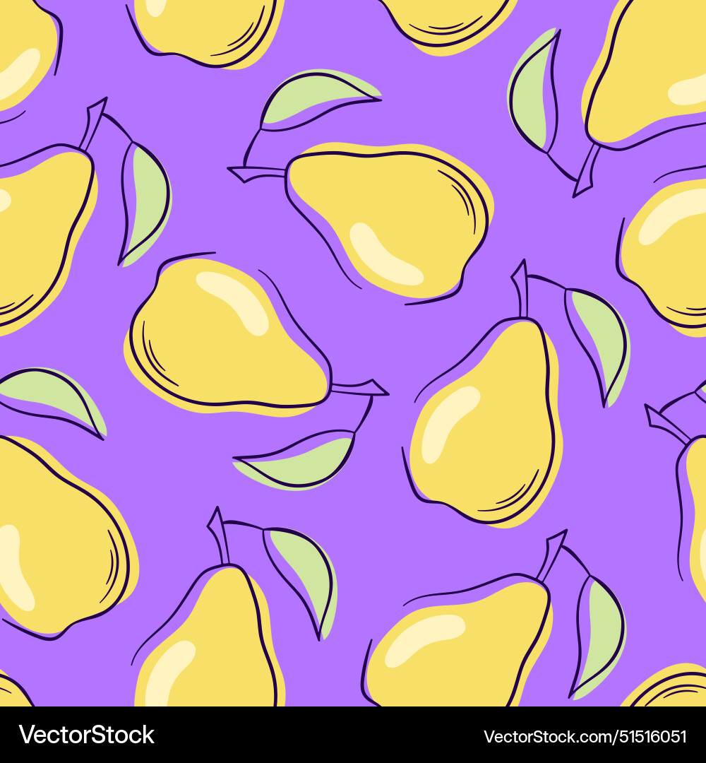 Pear seamless pattern in outline style colorful Pear seamless pattern in outline style colorful Vector Image