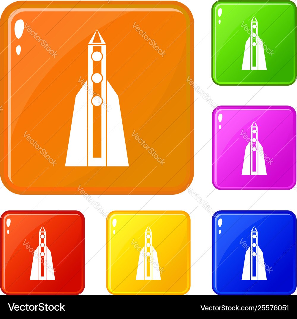 Rocket icons set color Rocket icons set color vector image