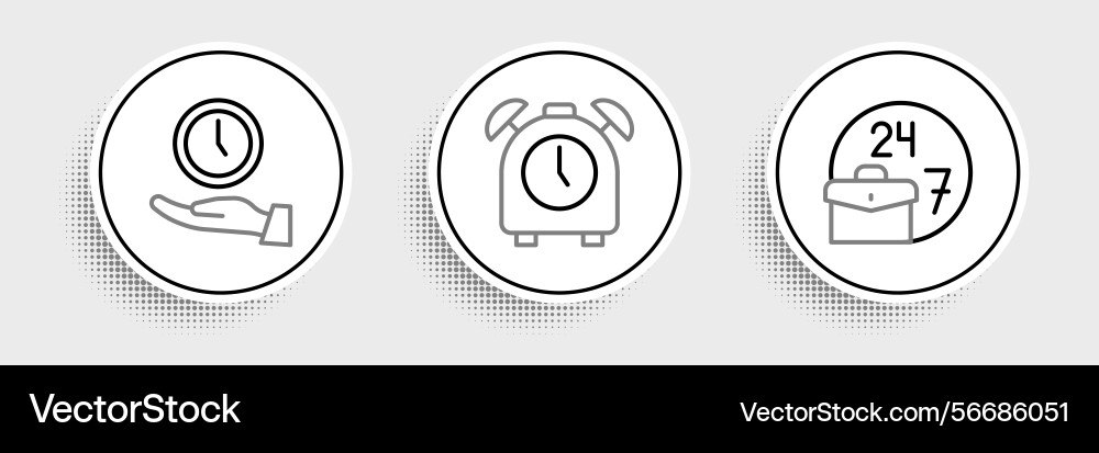 Set line always busy clock and alarm icon vector image