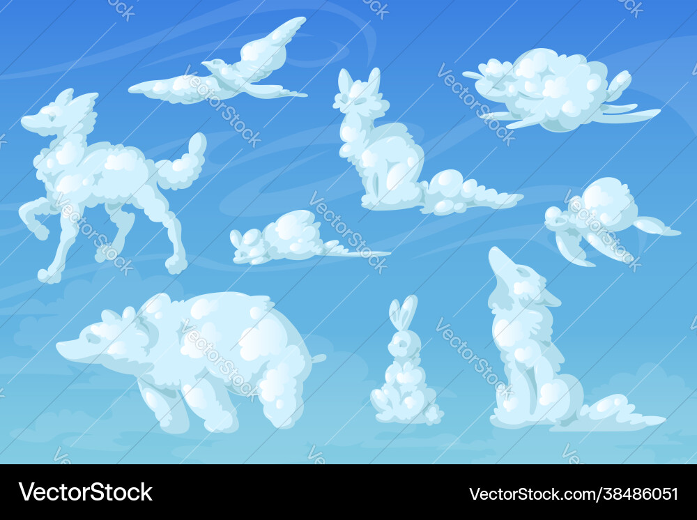 White clouds in shape animals sky