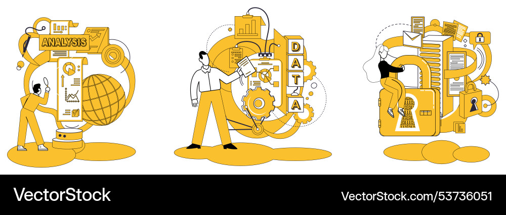 Work with data working is digital Work with data working is digital vector image
