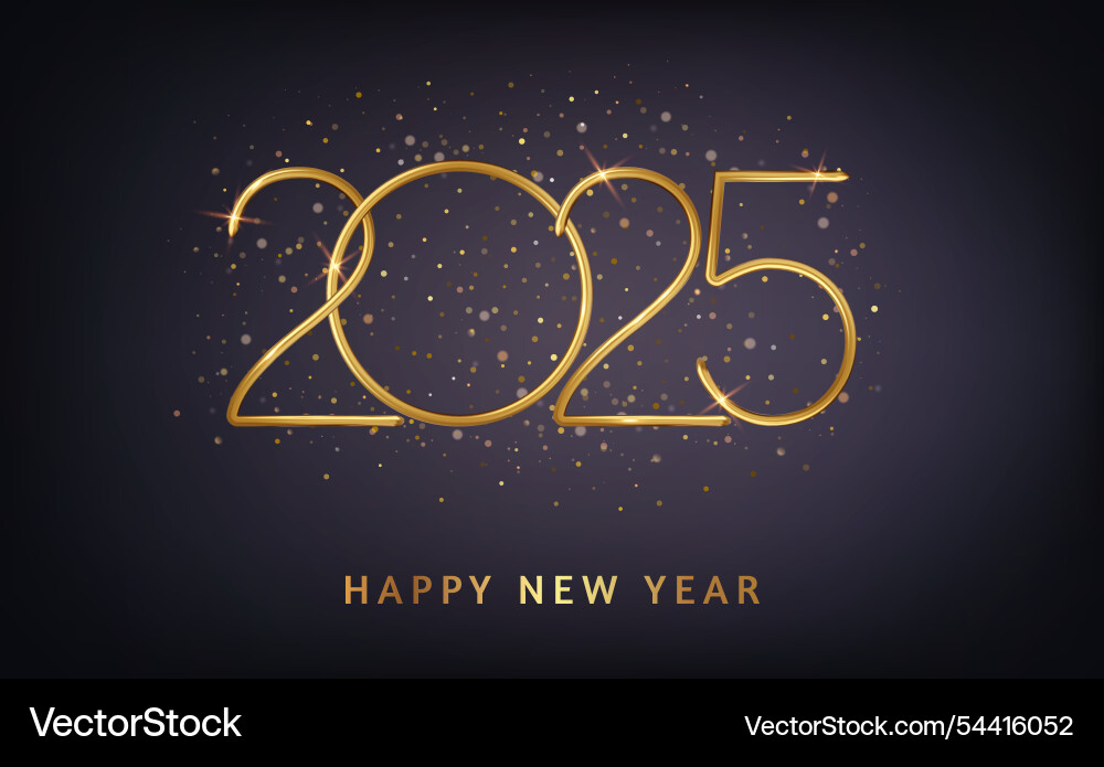 2025 happy new year banner with falling confett Vector Image