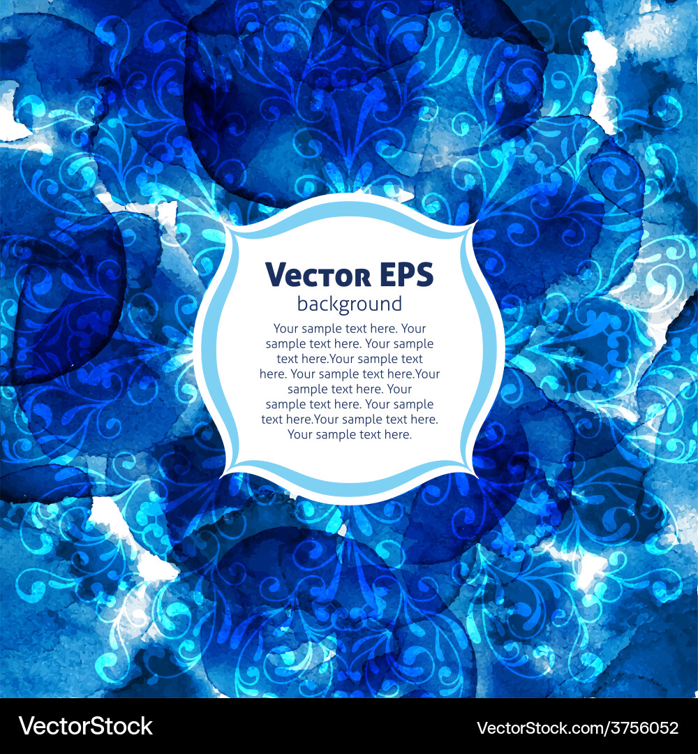 Blue Watercolor Floral Background Vector Image