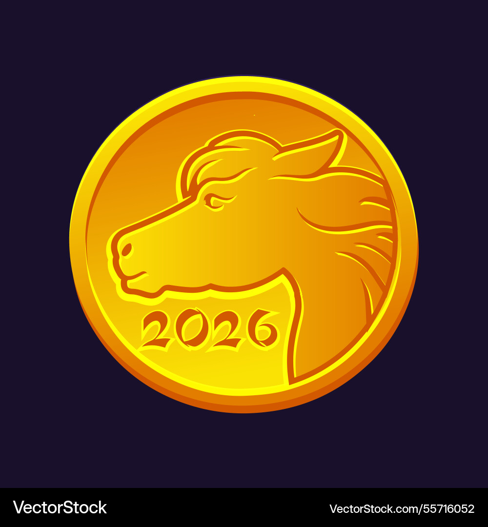 Chinese lucky coin with horse silhouette Chinese lucky coin with horse silhouette vector image