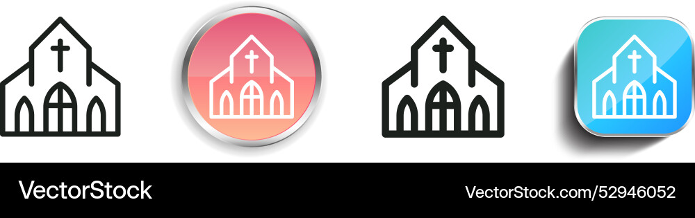 Church icon thin linear regular and button style Church icon thin linear regular and button style Vector Image