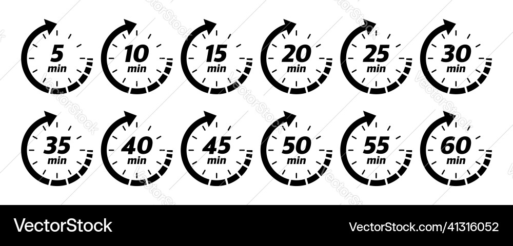 Clock Minutes Timer Icons vector image