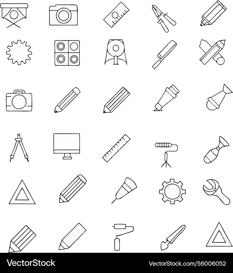 Collection of various tools and design elements Collection of various tools and design elements Vector Image