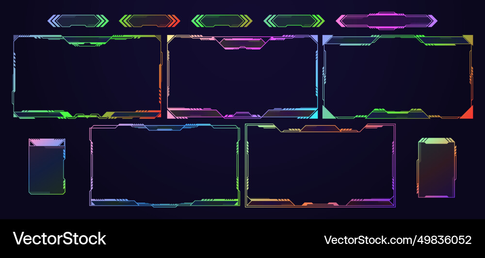 Game live stream panels empty overlay frames Game live stream panels empty overlay frames vector image
