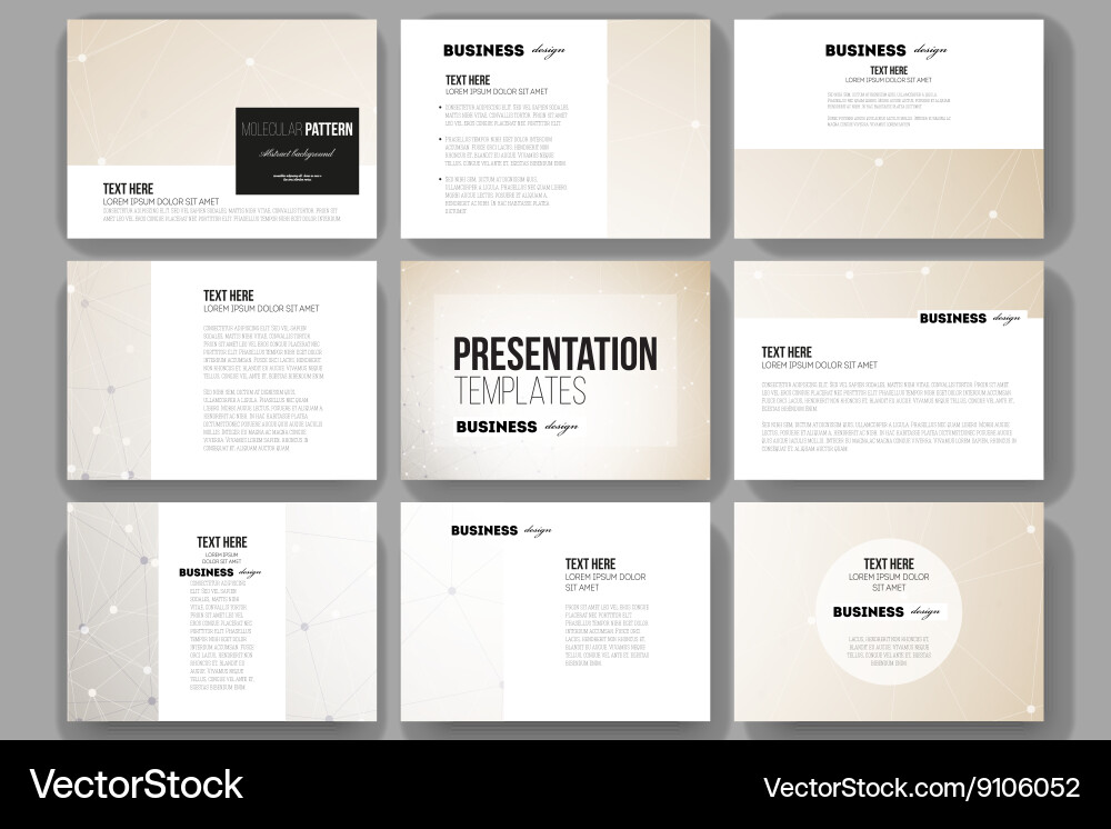 Set of 9 templates for presentation slides vector image