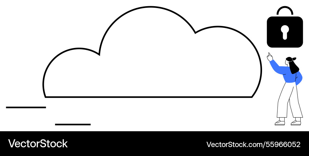 Woman ensuring cloud data security with secure Vector Image