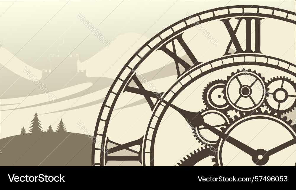 Intricate clock gears with roman numerals design Vector Image