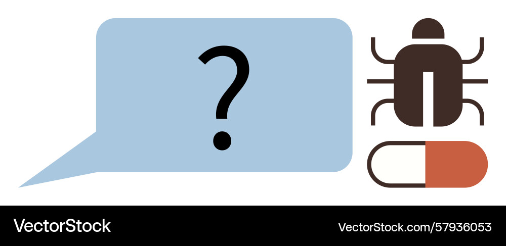 Question bubble with bug and pill representing Vector Image