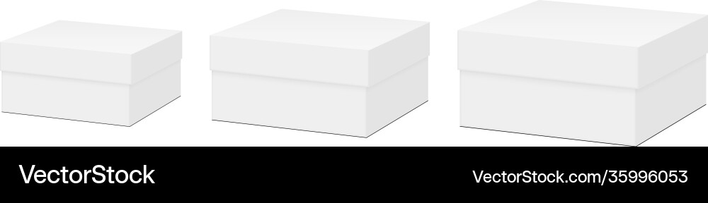 Set square boxes mockups in three sizes vector image