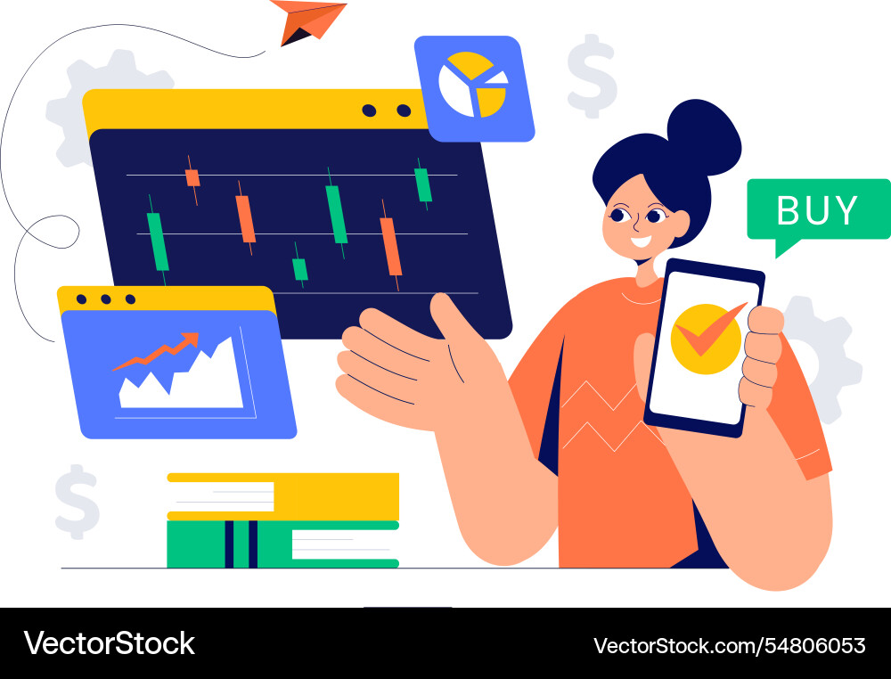 Trader featuring financial trend evaluation data Vector Image