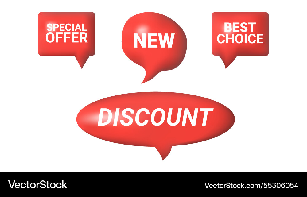 3d speech bubbles different shapes message icon 3d speech bubbles different shapes message icon vector image