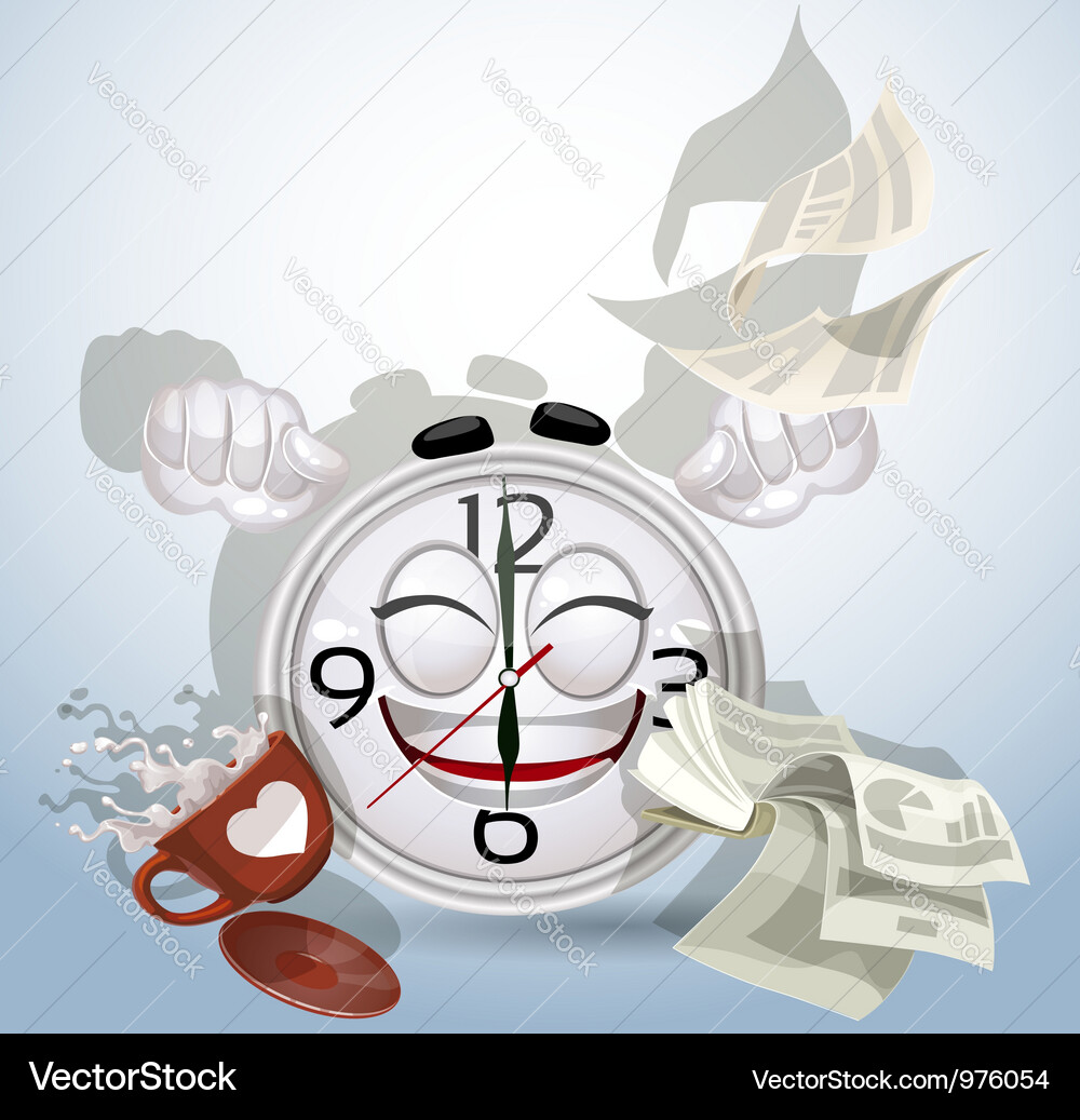 Clock and Smiley Face - Time to Rest Vector Image