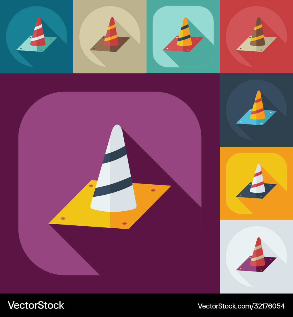 Flat concept set modern design with shadow warning Flat concept set modern design with shadow warning Vector Image