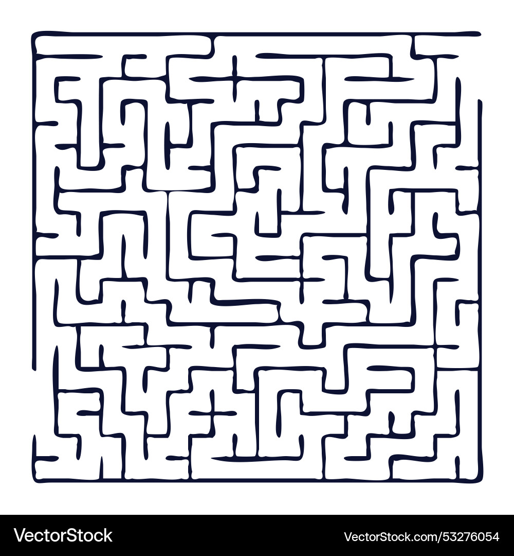 Maze shape design element there is one entrance Maze shape design element there is one entrance Vector Image