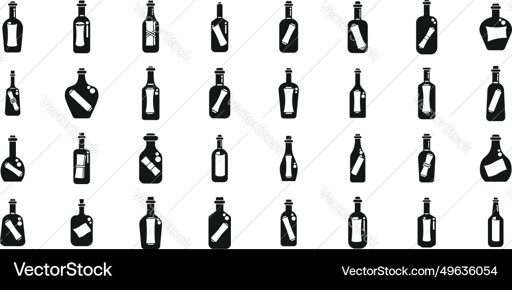 Message in the bottle icons set simple Message in the bottle icons set simple vector image
