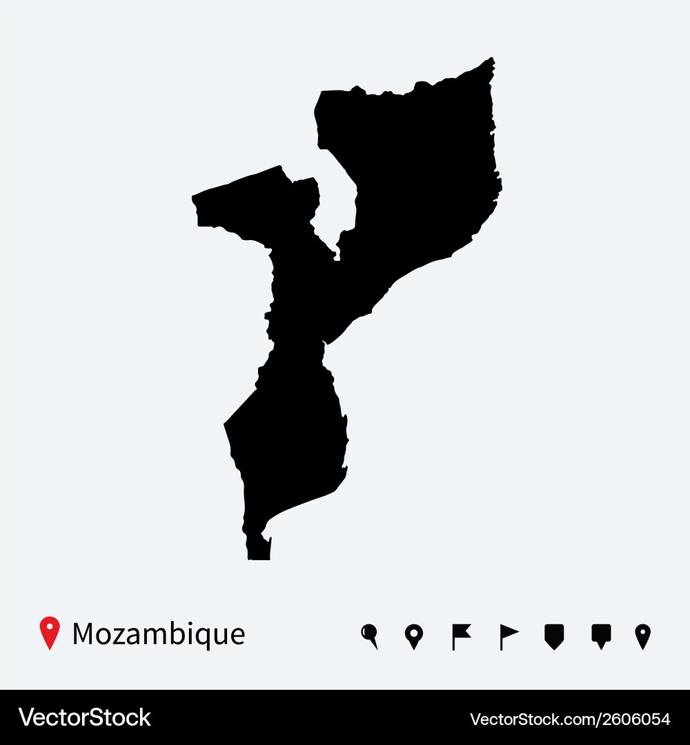 Mozambique Map with Navigation Pins Vector Image