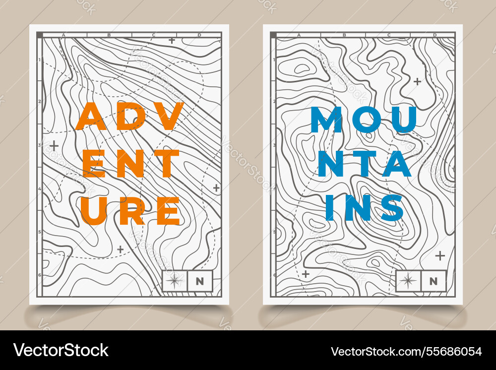 Topographic map with contour lines and bold Topographic map with contour lines and bold vector image