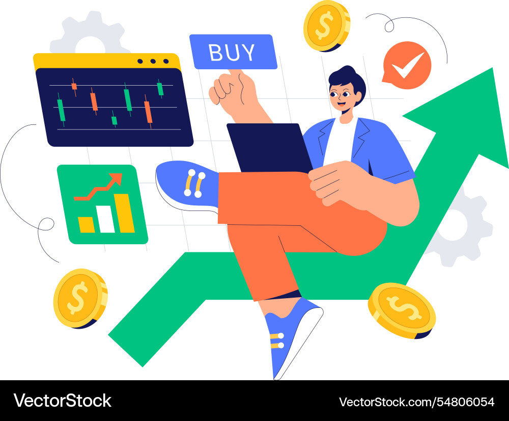 Trader featuring financial trend evaluation data Vector Image