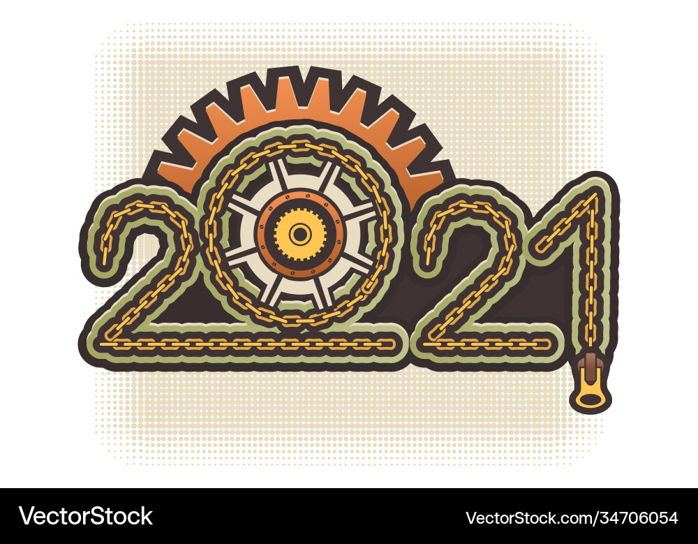 Year digits 2021 mechanical logo Year digits 2021 mechanical logo vector image