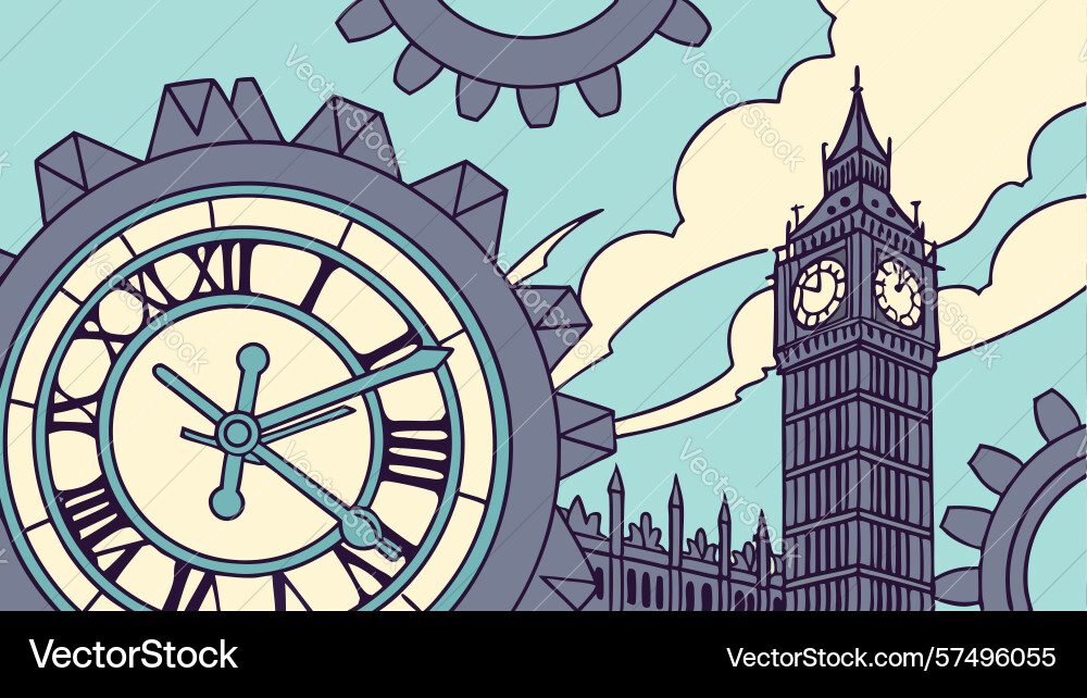 Big ben and clock face design generative ai vector image