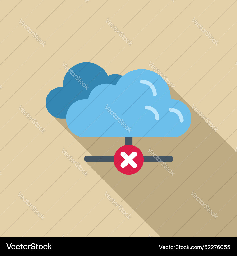Cloud computing disconnecting with red cross mark vector image