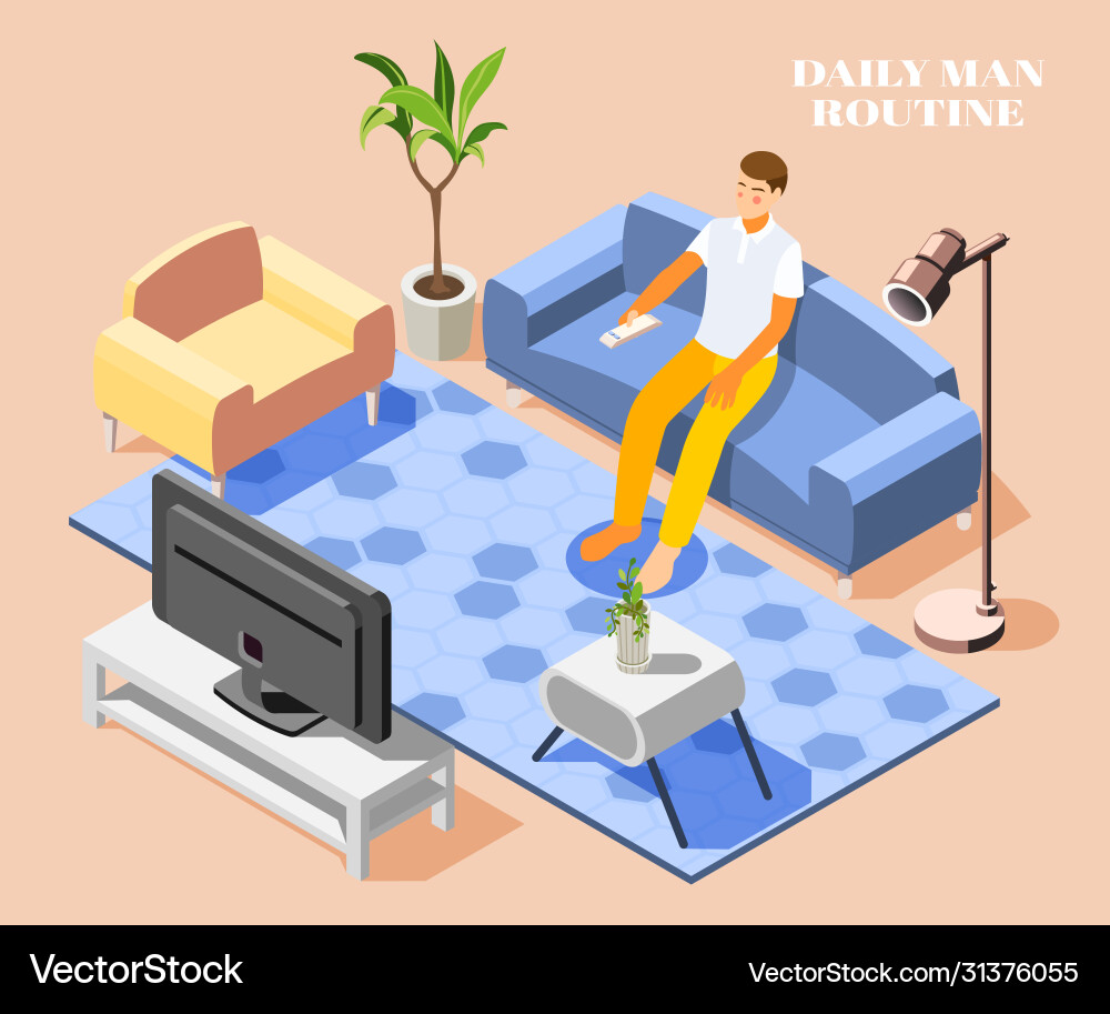Daily man routine background vector image